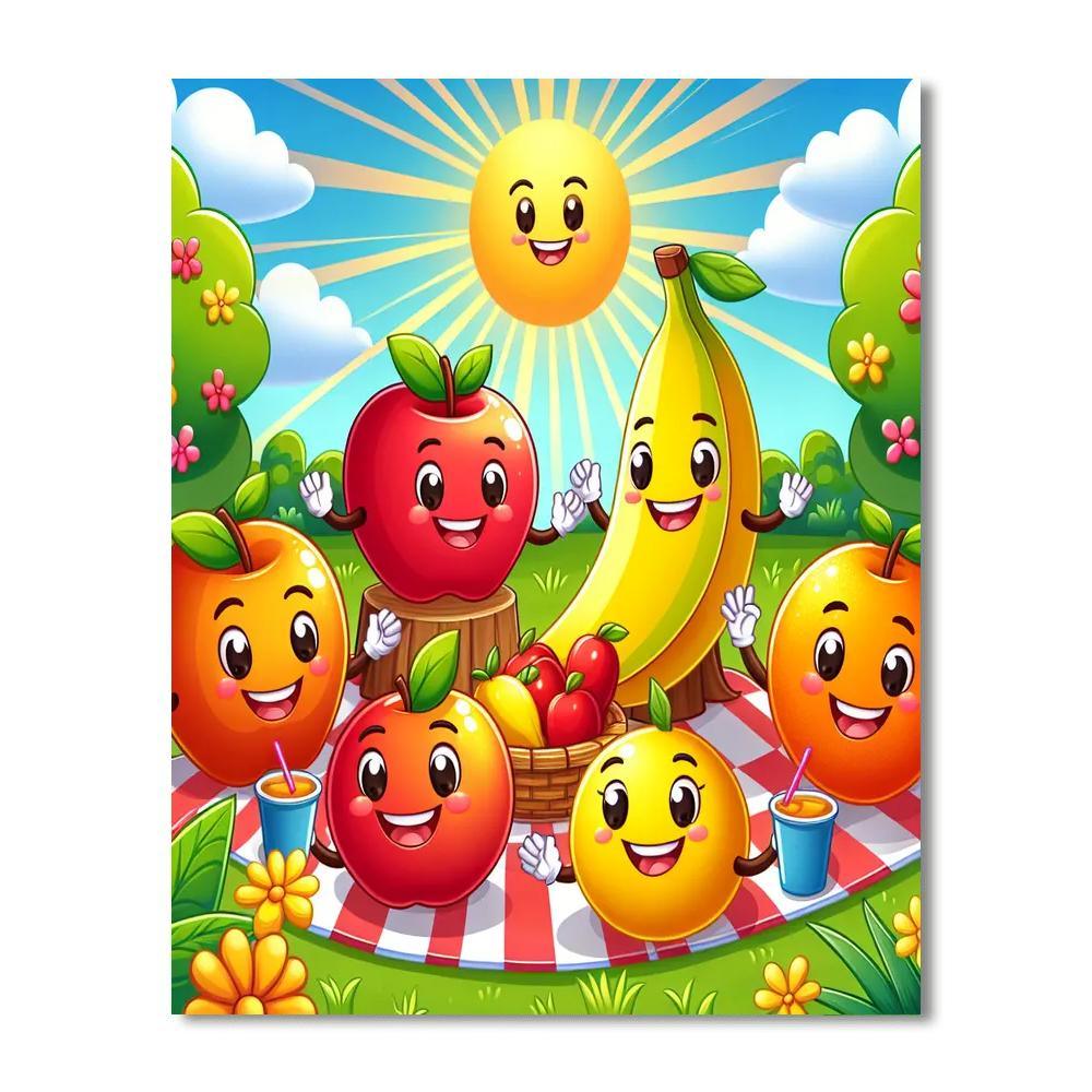 Bubbly Fruit Friends Paint By Numbers Art