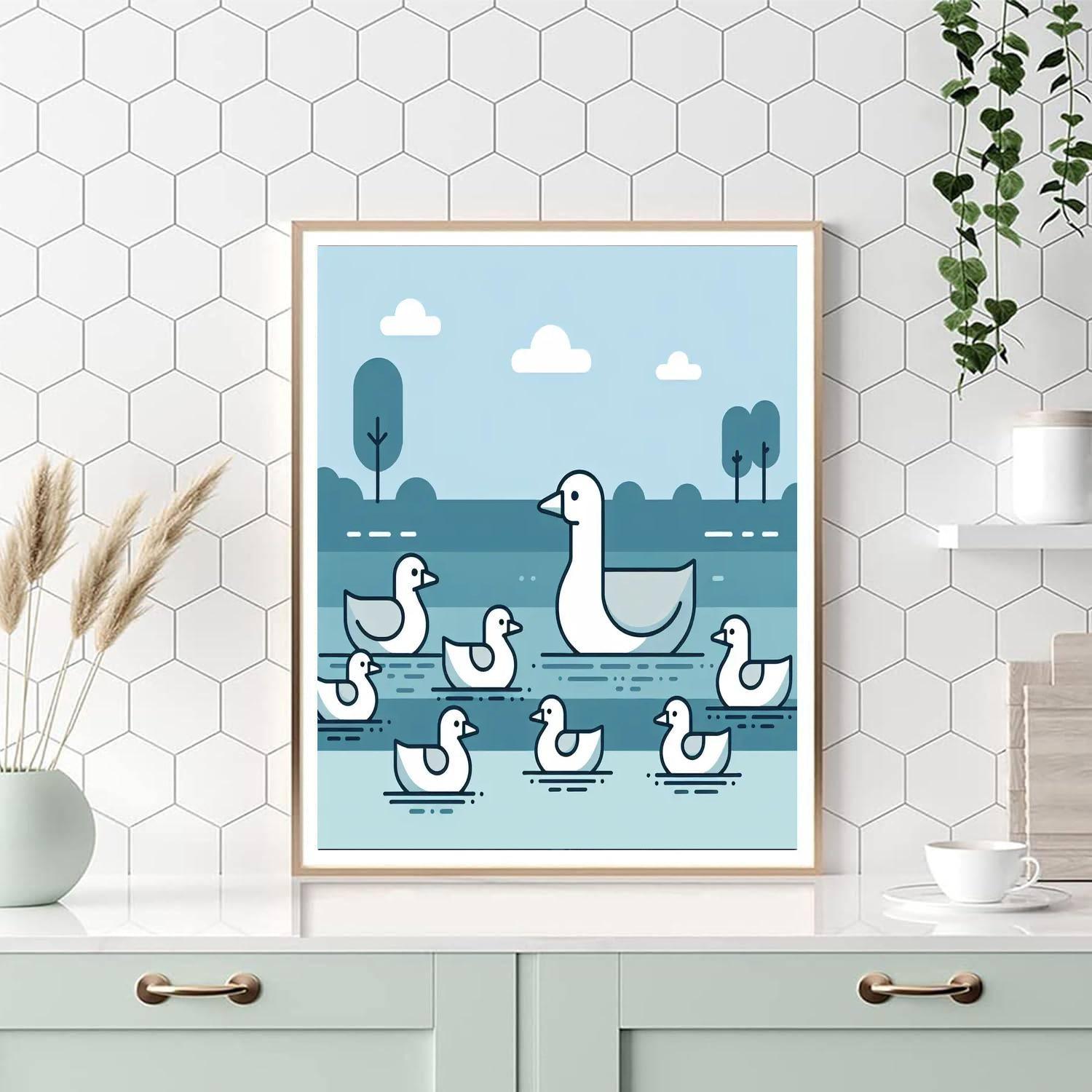 Gleeful Geese Gathering Number Painting
