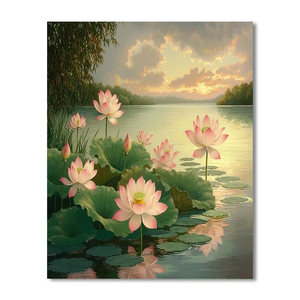Utagawa Hiroshige Inspired Lotus Reverie  Paint By Numbers Art