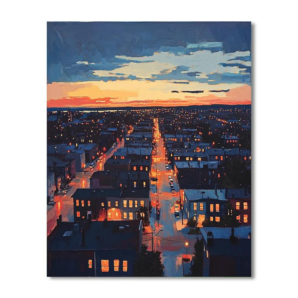Edward Hopper Inspired Cinematic Cityscape  Paint By Numbers Kits