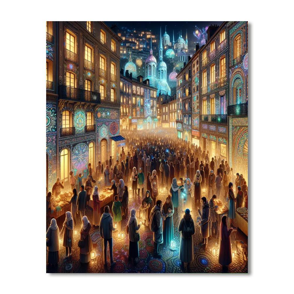 Festival Of Lights In Lyon Painting Number Kit