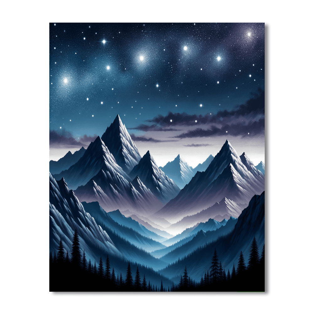 Majestic Starlit Mountains Paint By Color