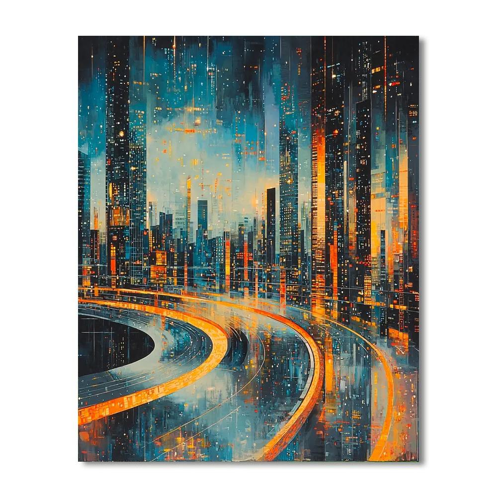 Futurists Inspired Dynamic Futuristic City  Paint By Numbers