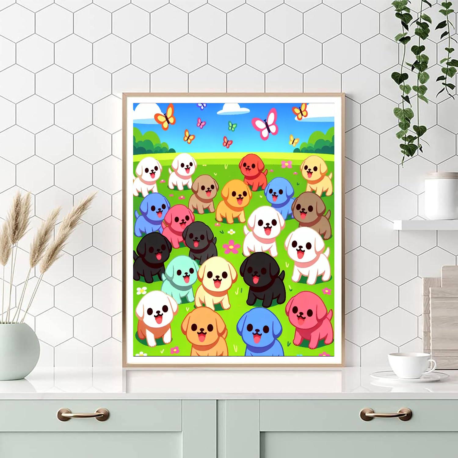 Adorable Pups In The Park Paint By Numbers Art