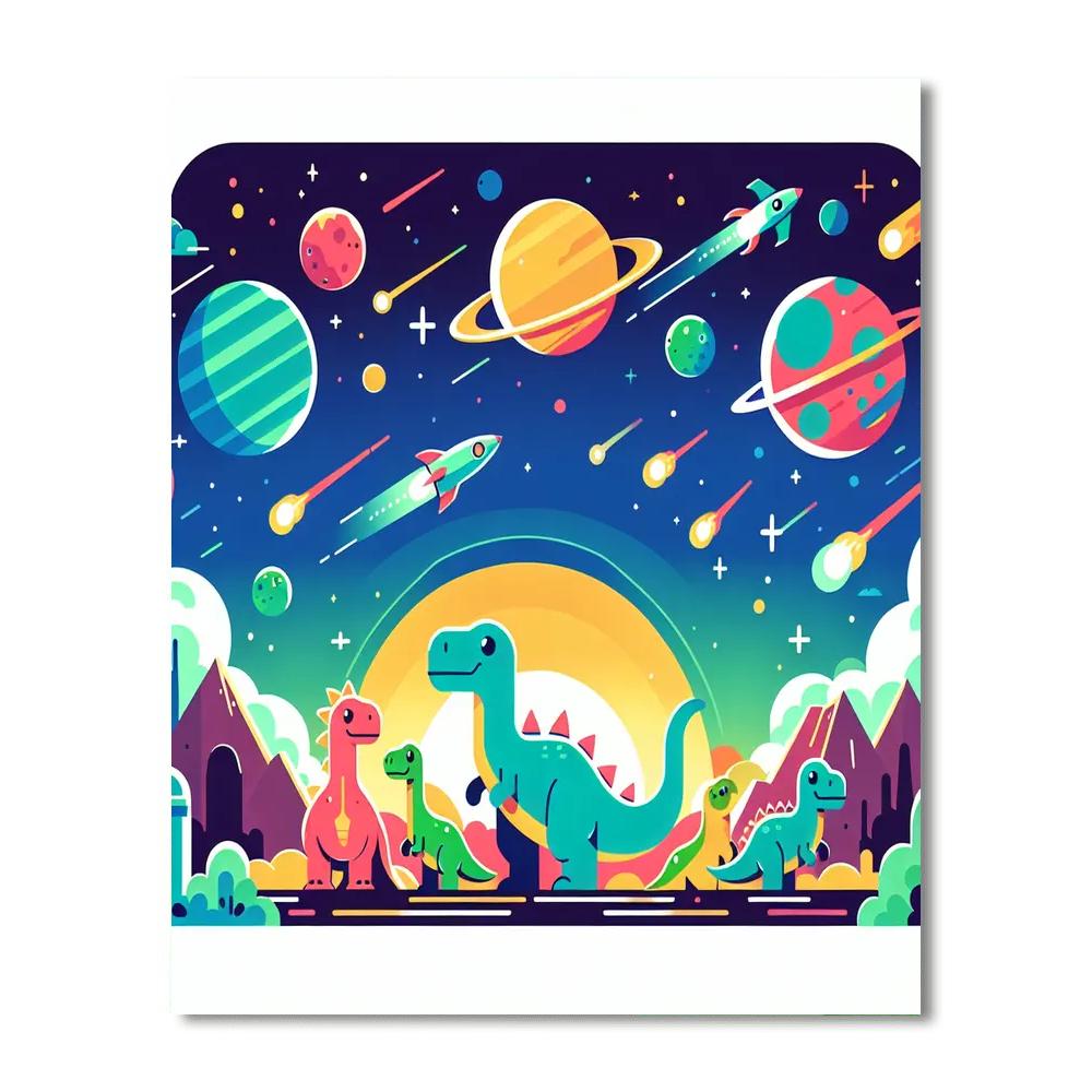 Galactic Dinosaur Quest Numbered Painting Kits