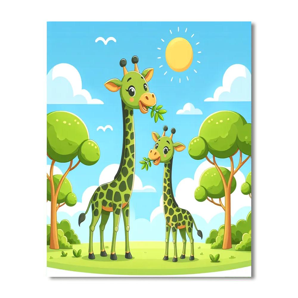 Whimsical Giraffes Paint By Numbers Art