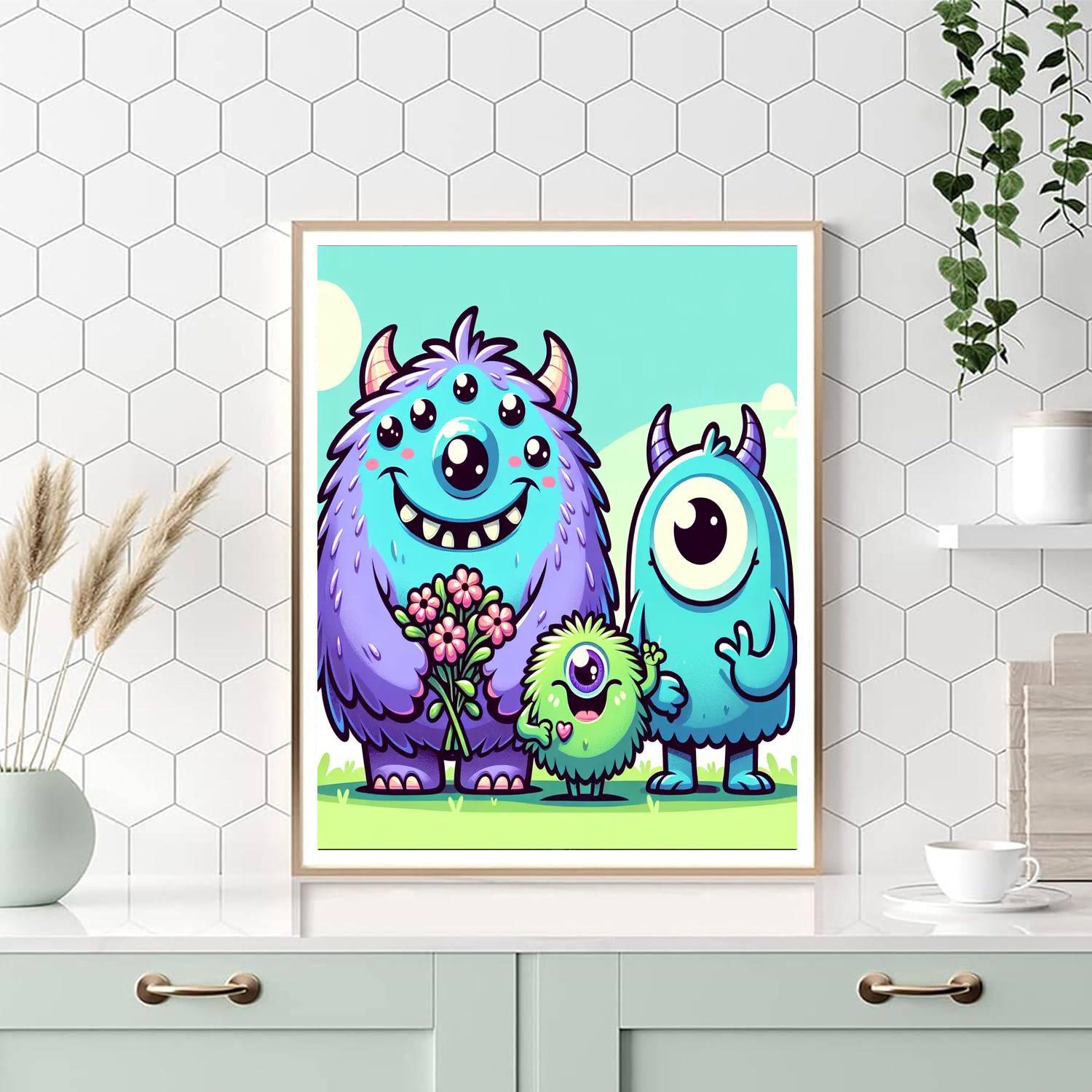 Colorful Monster Friends Paint By Numbers Art