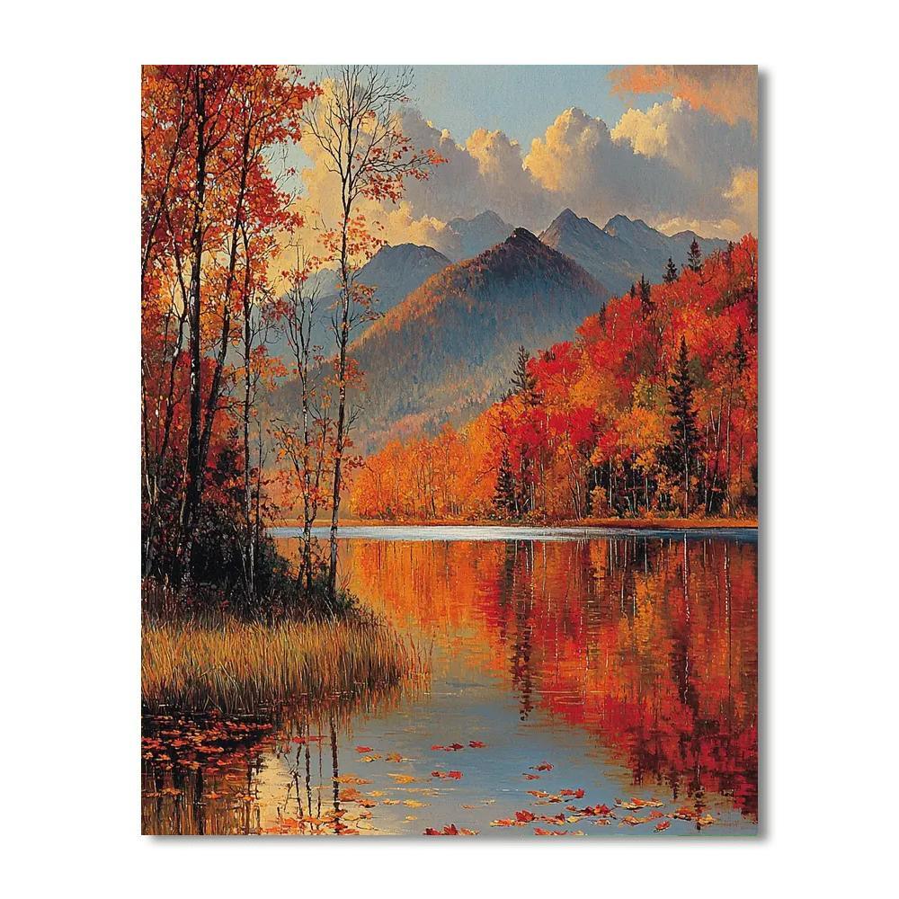 Frederic Edwin Church Inspired Colorful Autumn Reflection  Painting By Numbers Kit