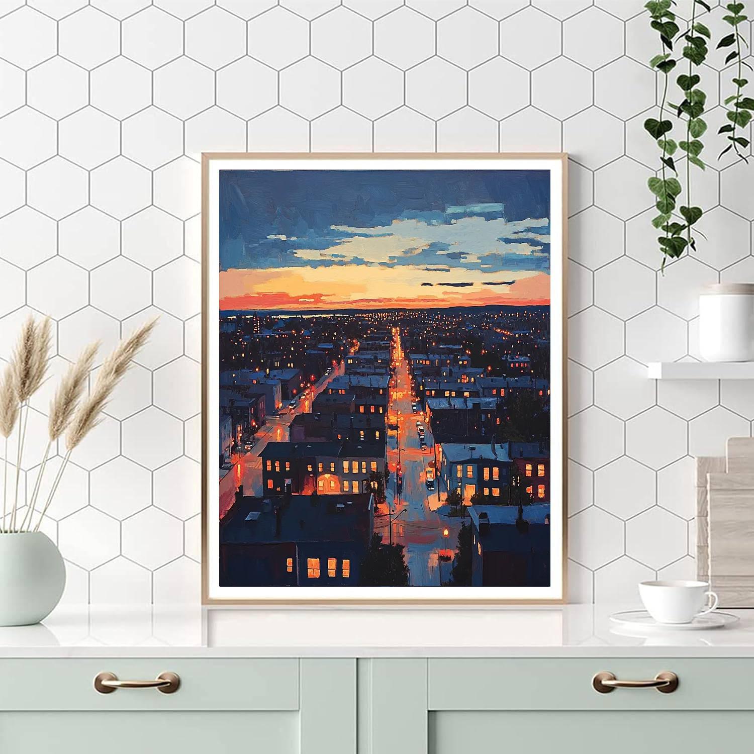 Edward Hopper Inspired Cinematic Cityscape  Paint By Numbers Kits