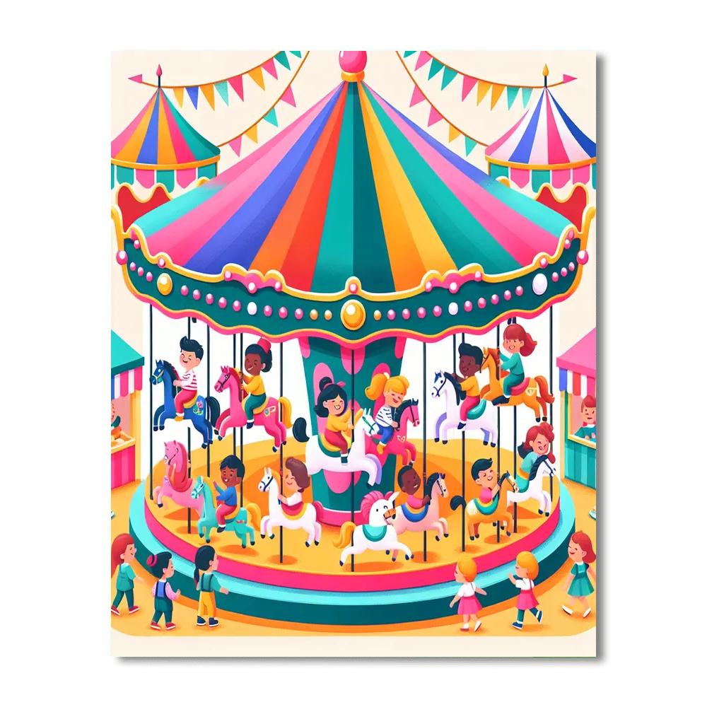 Merry Go Round Fun DIY Paint By Numbers