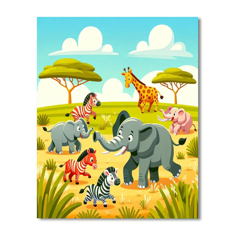 Energetic Safari Scene Paint By Numbers Kits