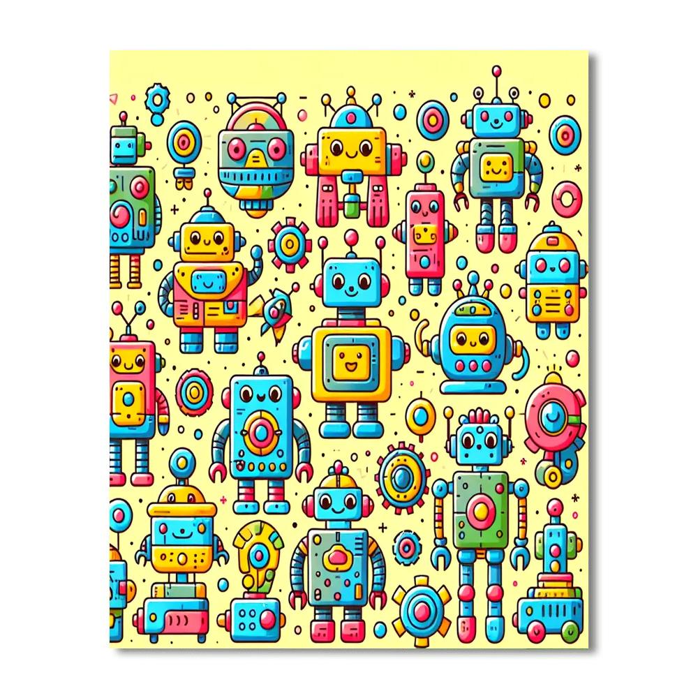 Magical Robot Friends Paint By Numbers Art