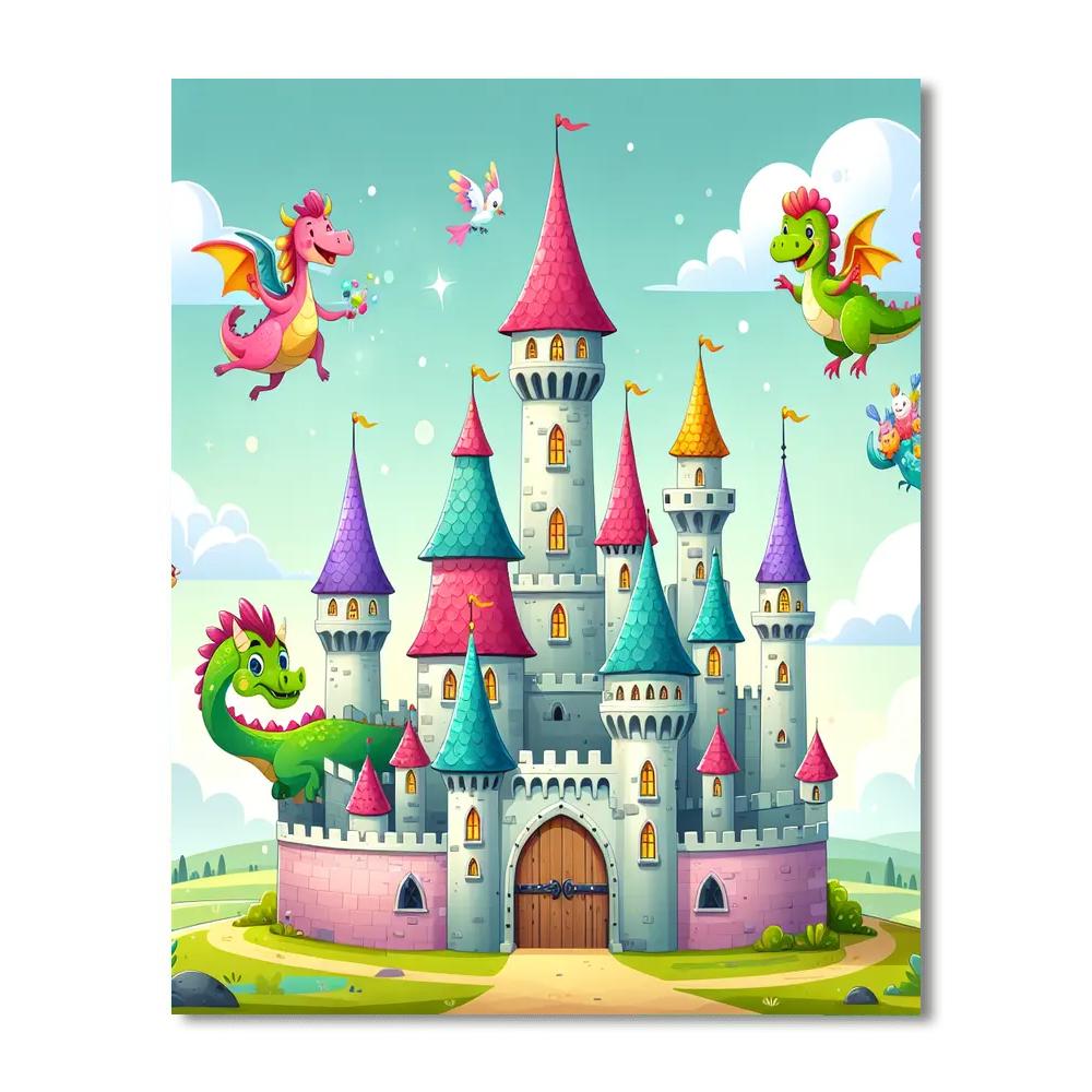 Friendly Fantasy Castle Paint By Numbers Art