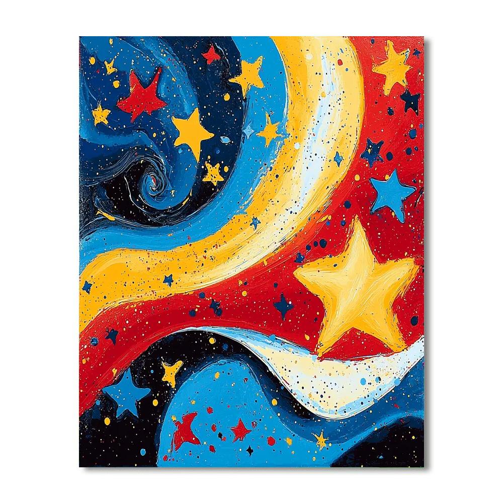 Joan Miró Inspired Whimsical Starscape  Paint By Color