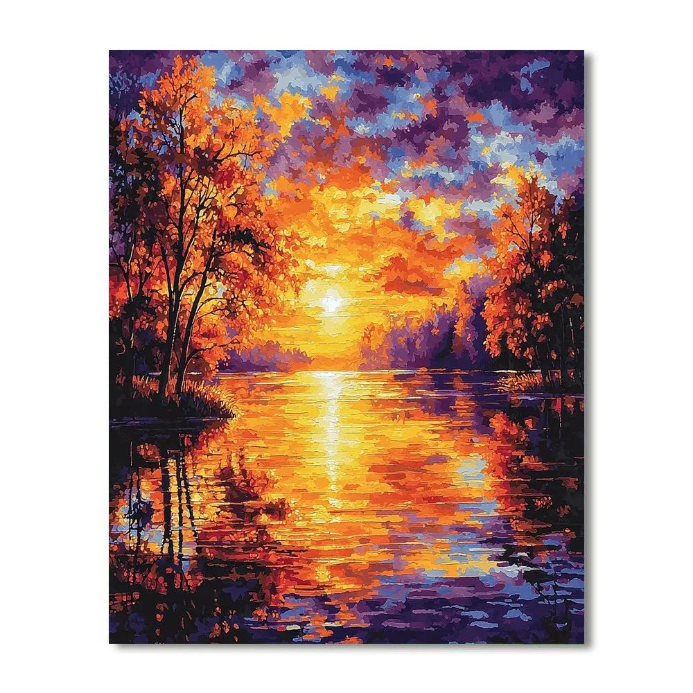 Claude Monet Inspired Enchanting Sunset  Number Painting