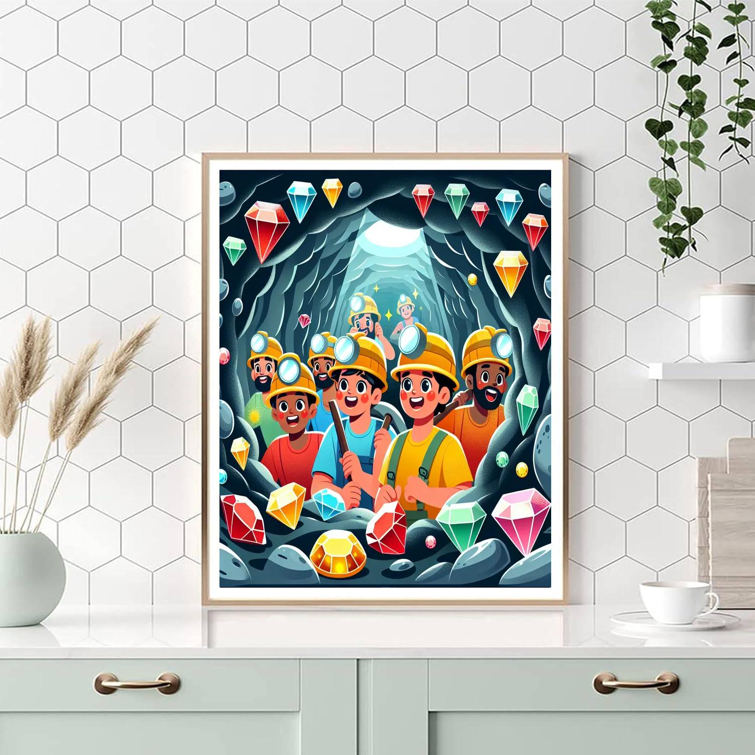 Sparkling Gemstone Mine Painting By Numbers Kit