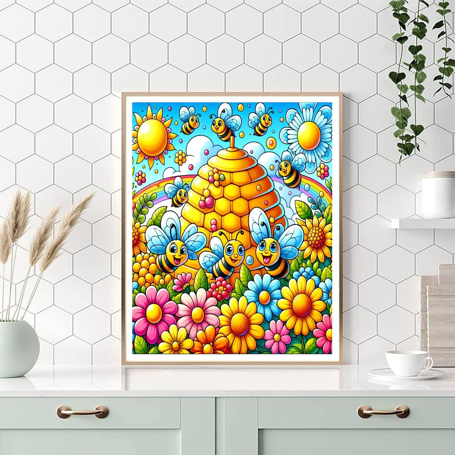 Bright Beehive Number Painting