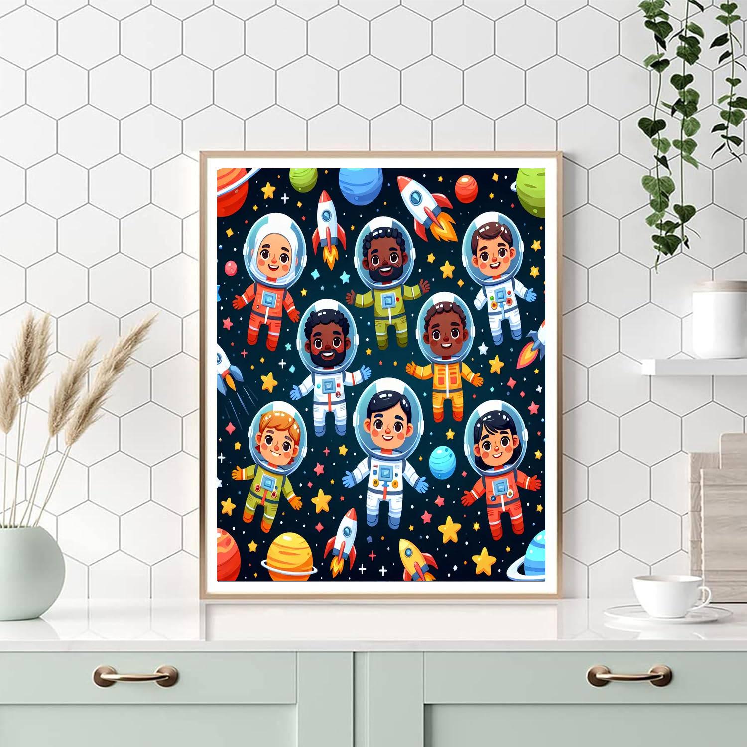 Adorable Astronauts Paint By Numbers Art