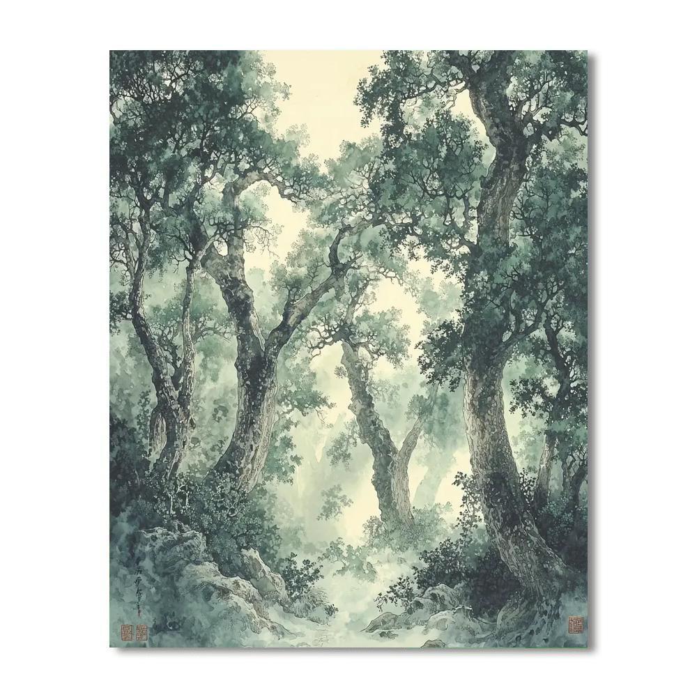 Zhao Mengfu Inspired Ethereal Dance Of Ancient Trees  Paint By Number