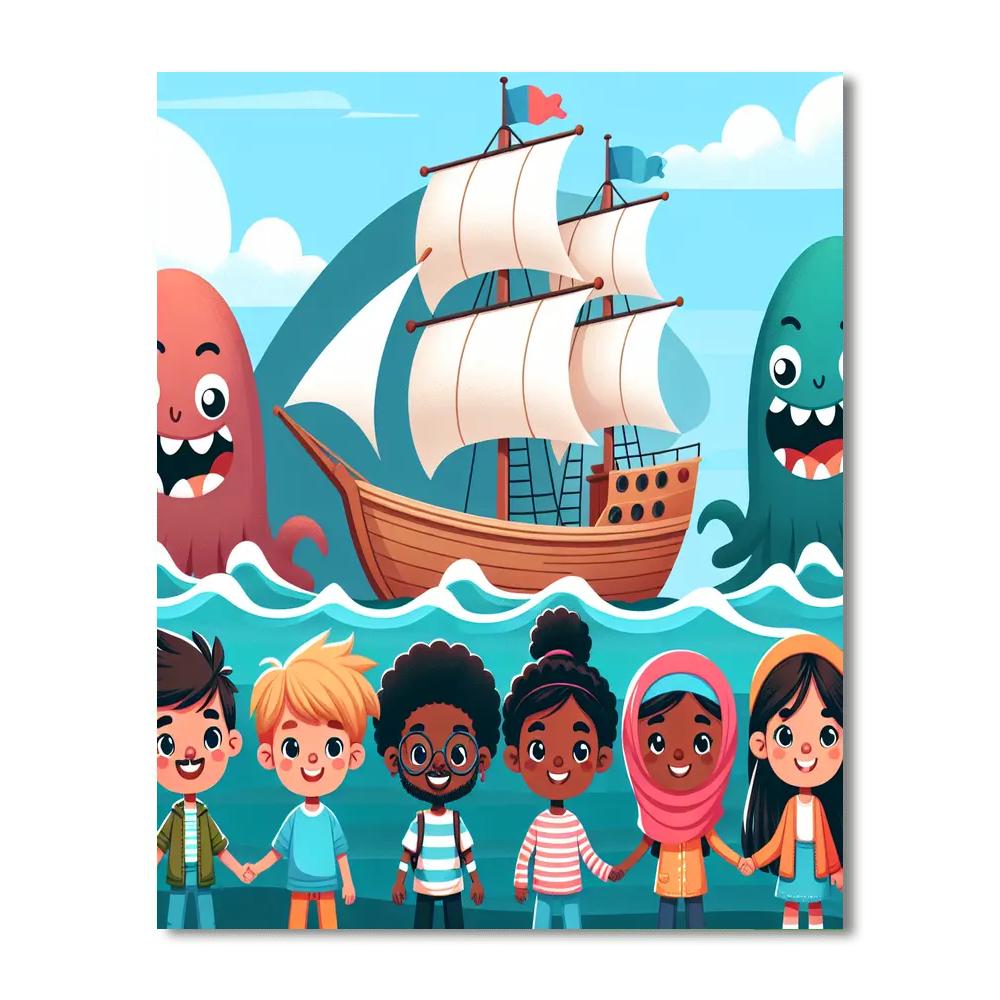 Sailing With Sea Monsters Paint By Numbers