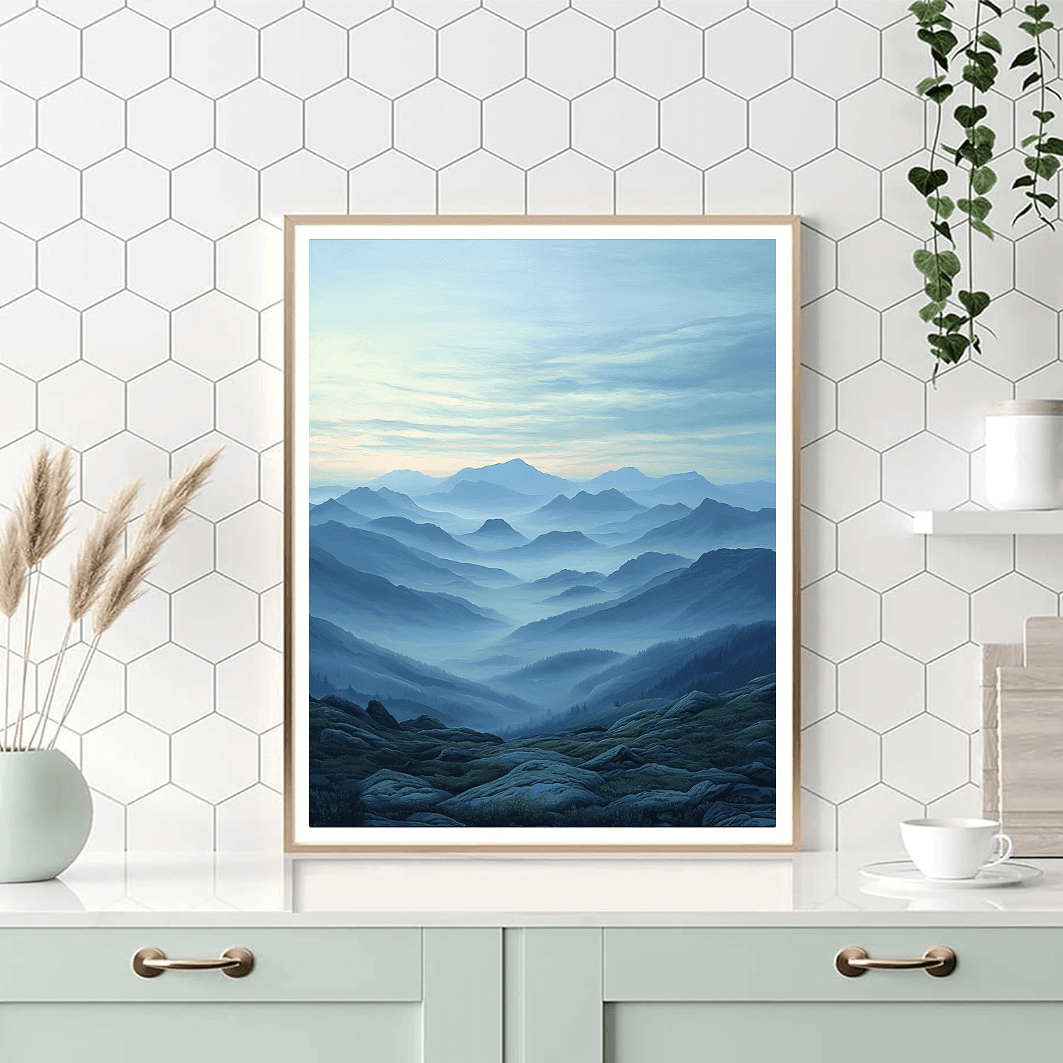 Caspar David Friedrich Inspired Misty Mountain Adventure  Painting By Numbers Kit
