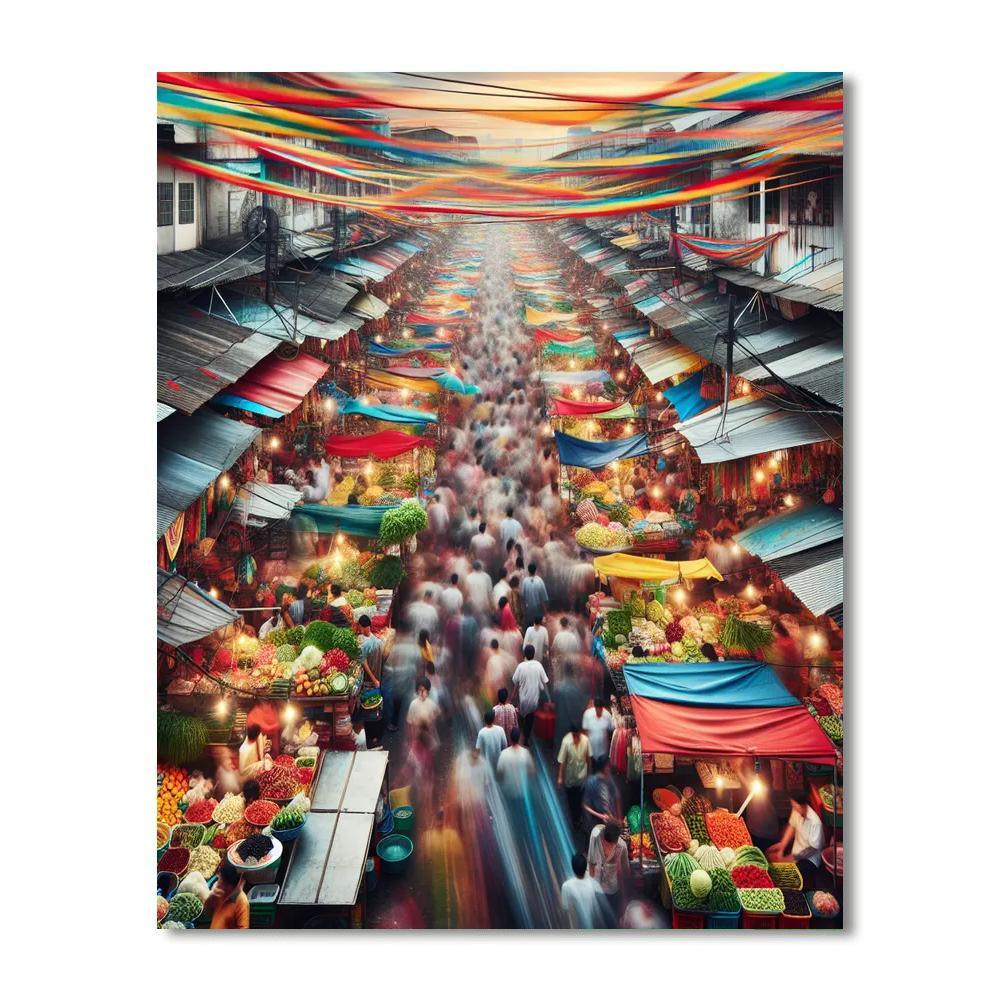 Vibrant Asian Market Paint By Numbers Art
