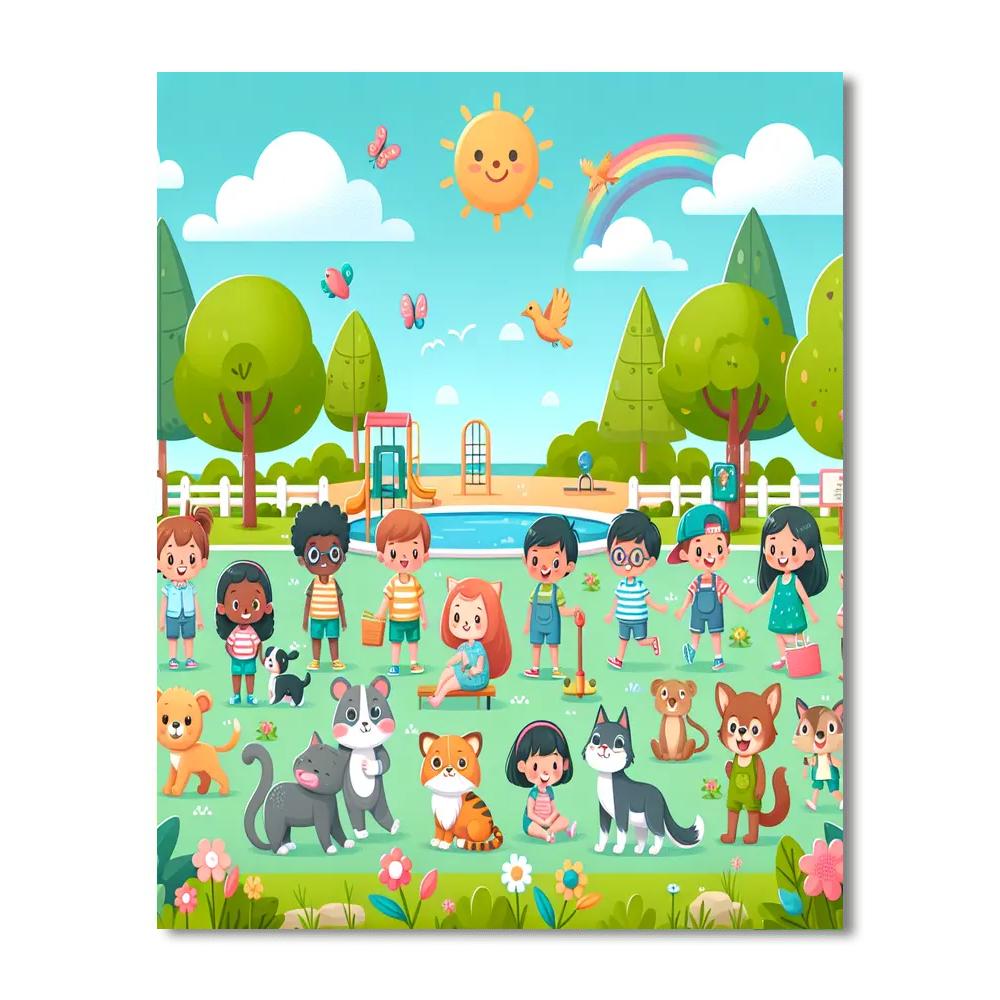 Friendly Neighborhood Park Paint By Numbers Art
