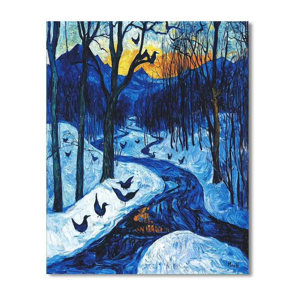 Edvard Munch Inspired Mythical Winter Solstice  Painting By Numbers Kit
