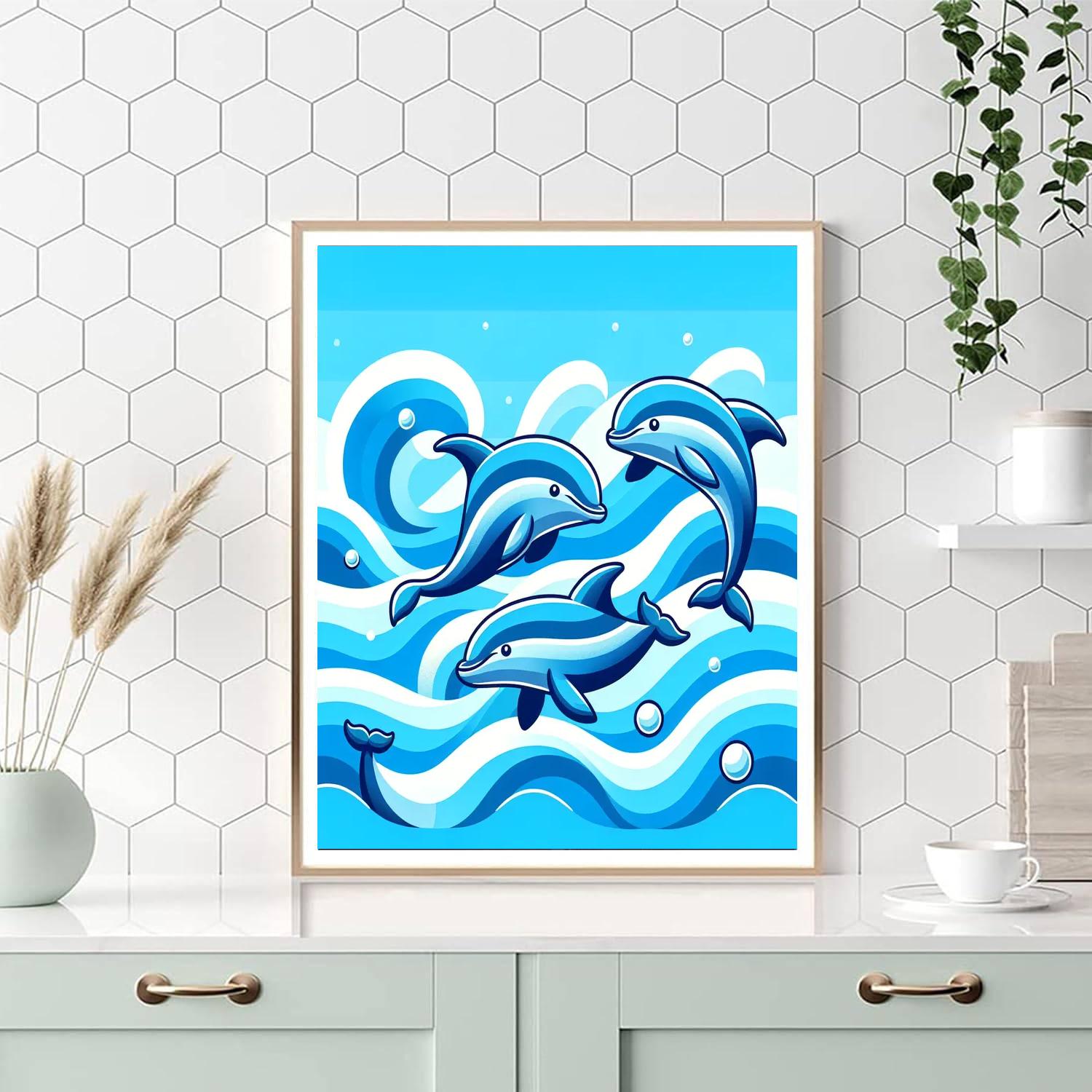 Seaside Dolphin Delight Number Painting