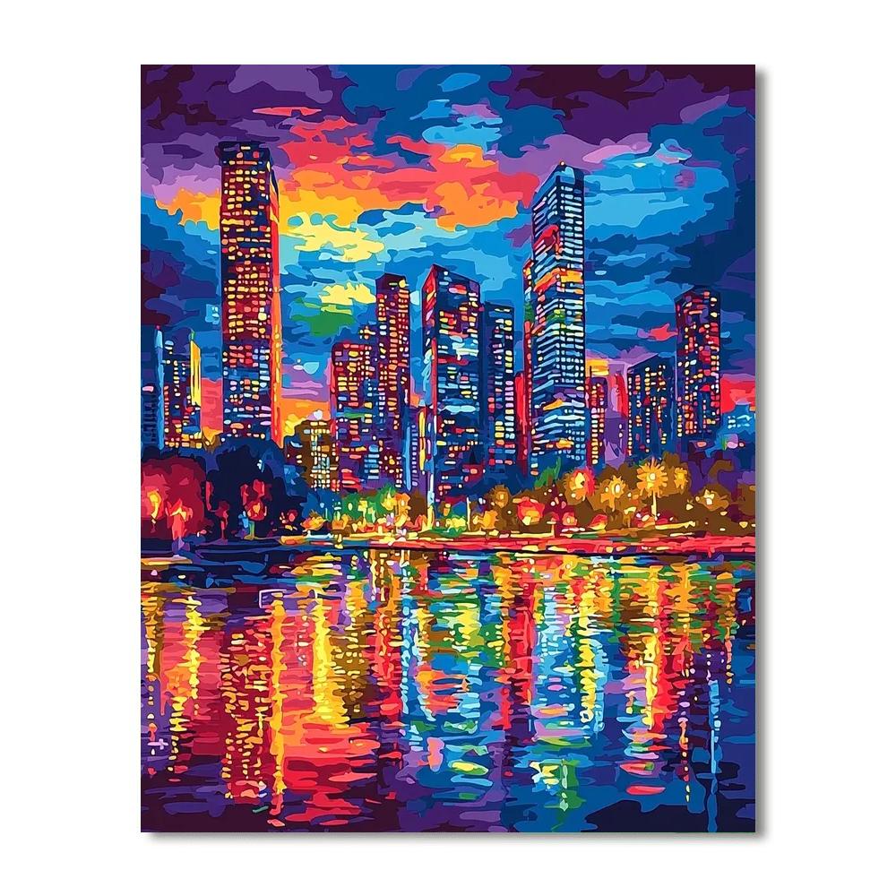 Roy Lichtenstein Inspired Vibrant Citylights  Paint By Numbers Kits
