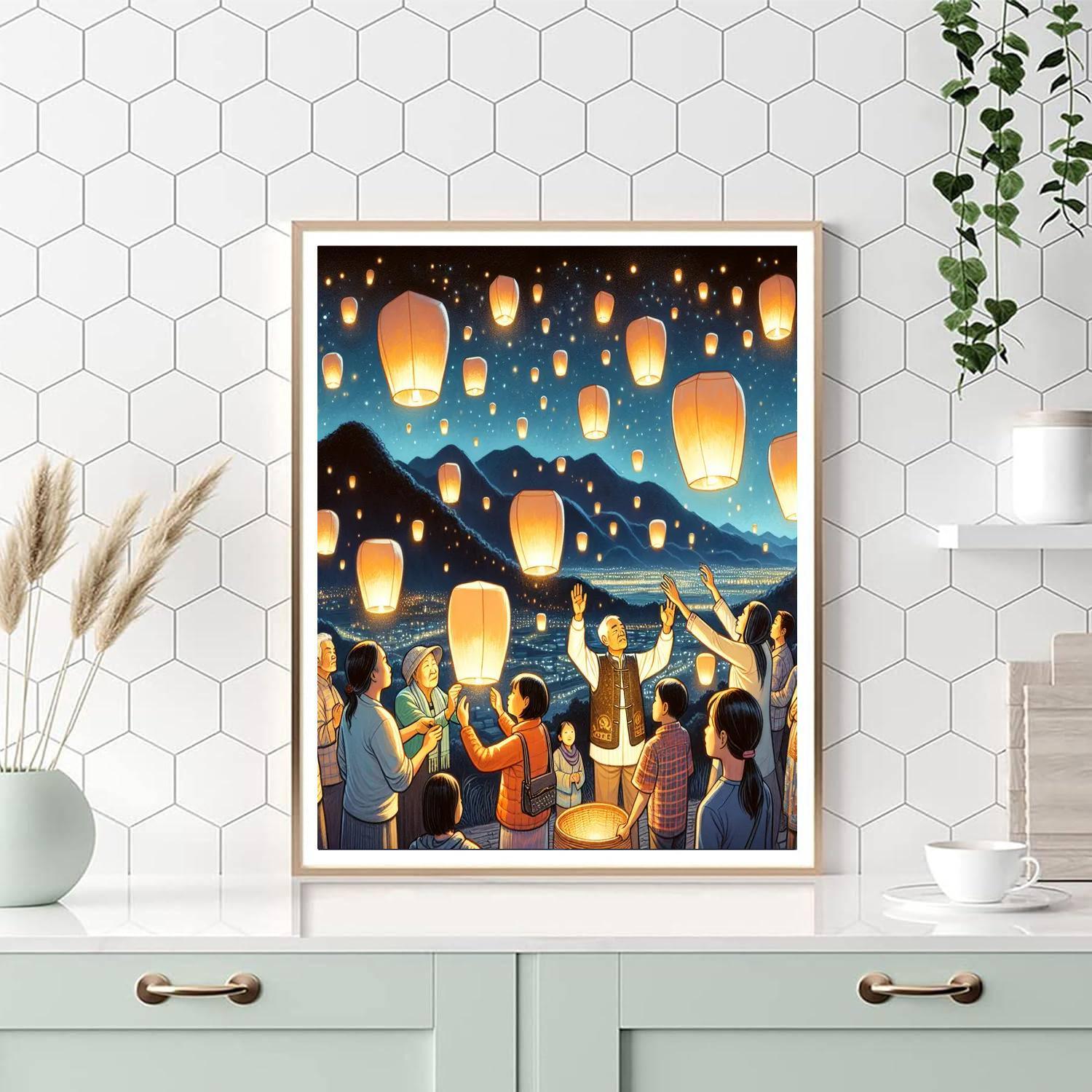 Floating Lantern Festival - Taiwan Paint By Numbers Art