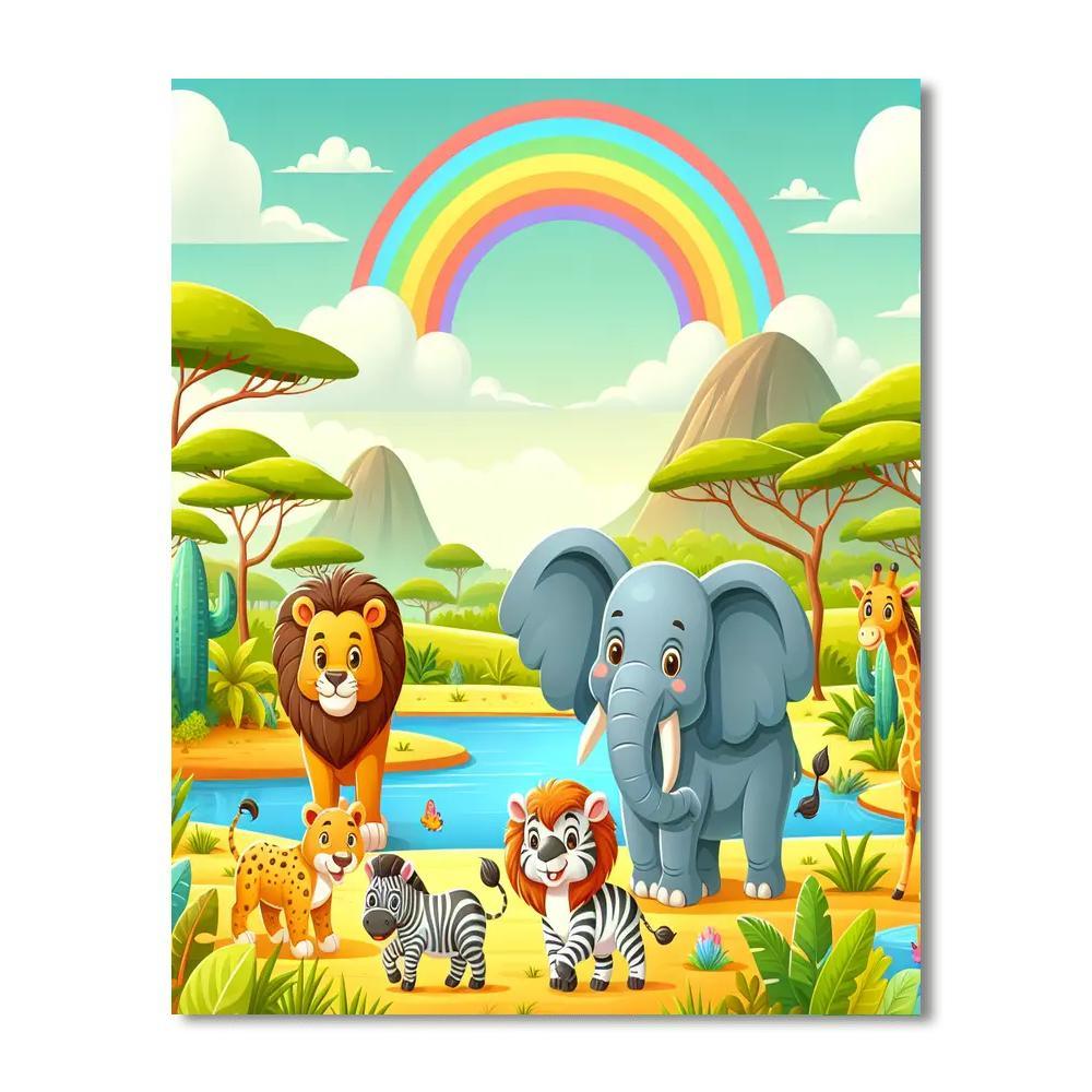 Rainbow Safari Adventure Paint By Color