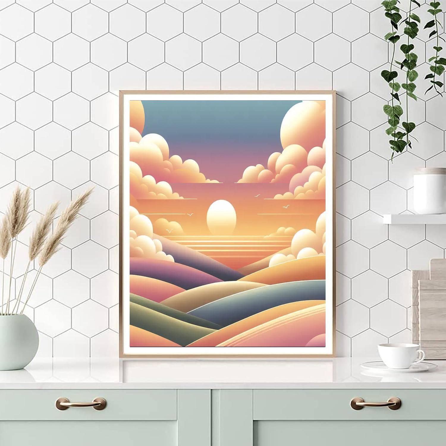 Serene Sunset Over Hills Numbered Painting Kits