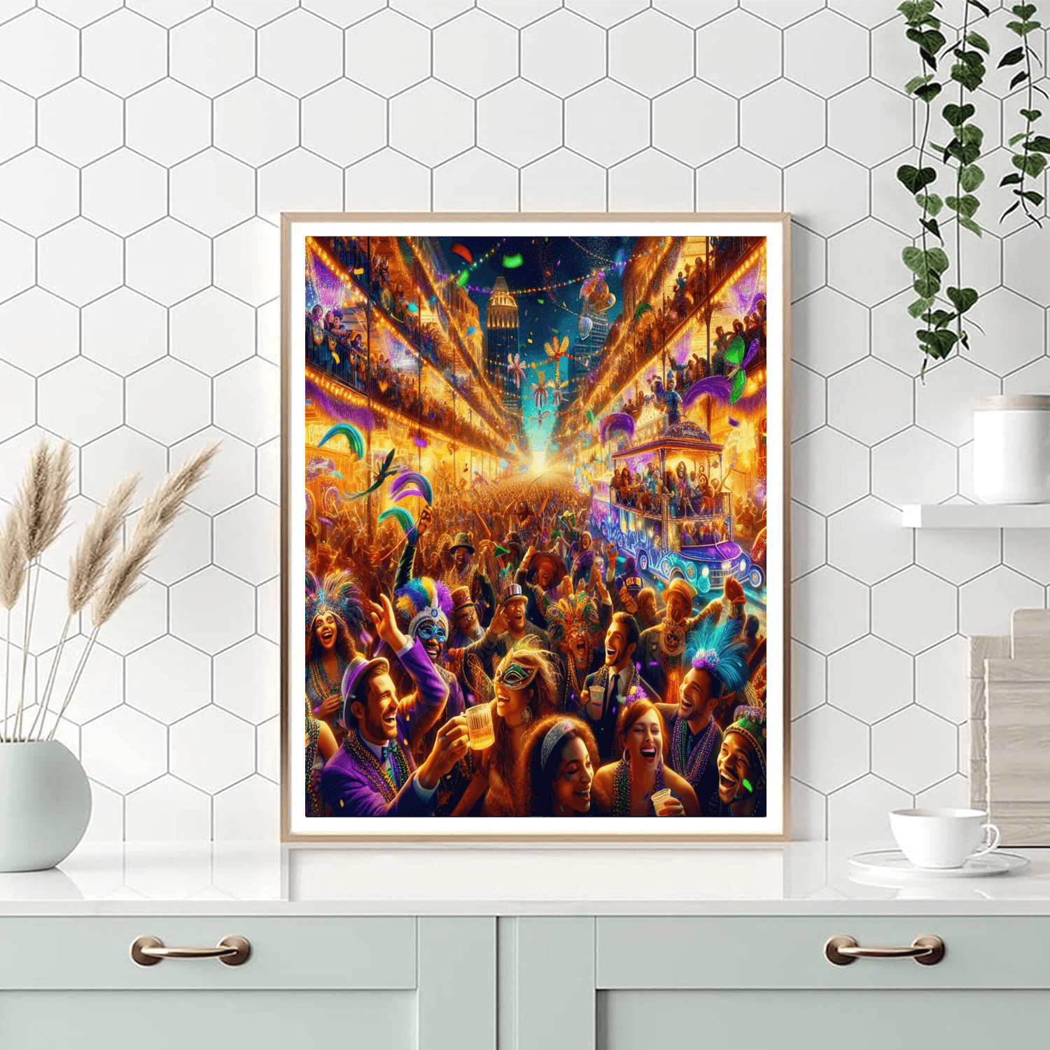 Spirited Mardi Gras Festival Number Painting