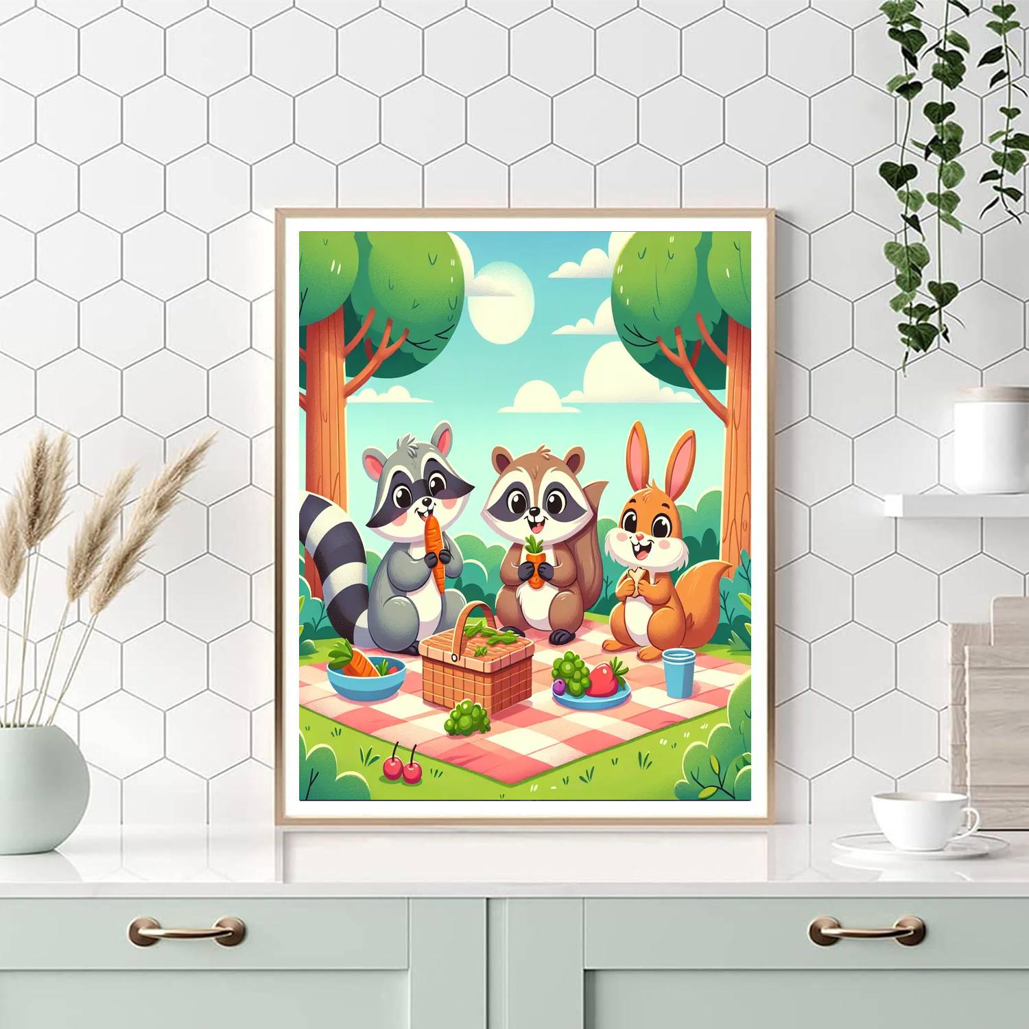 Playful Forest Picnic Numbered Painting Kits