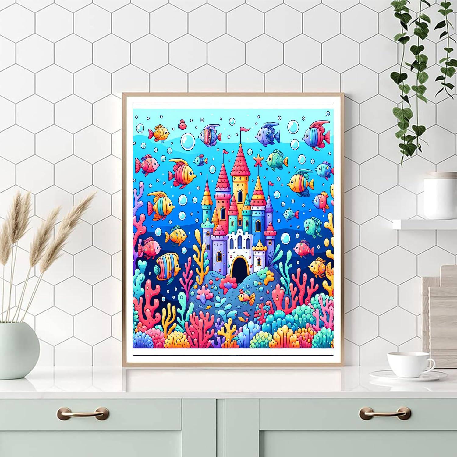Charming Underwater Castle Number Painting