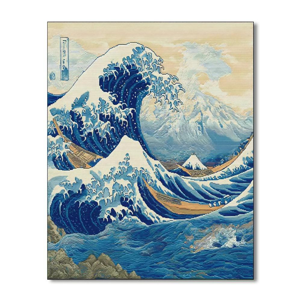 Hokusai Inspired Hokusai's Ocean Symphony  Paint By Number