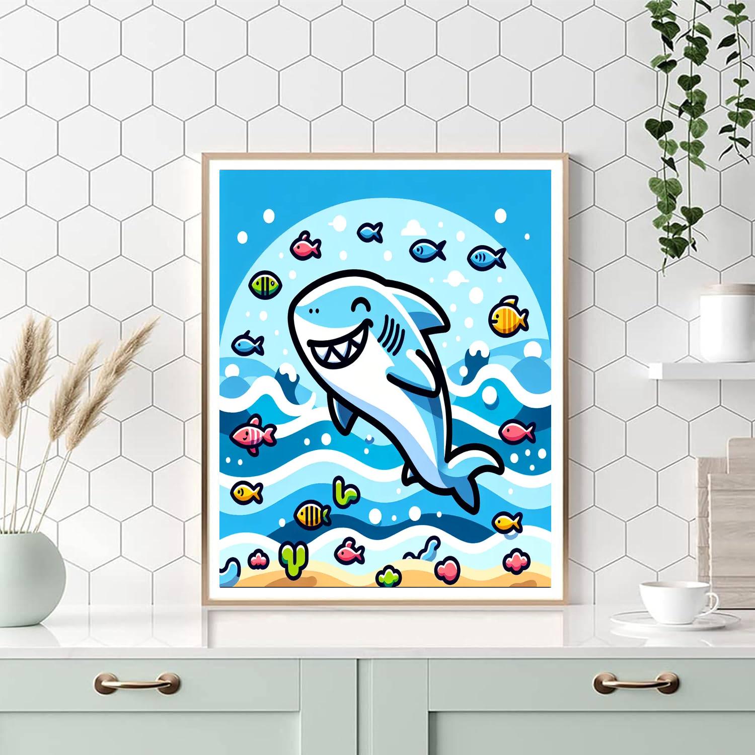 Happy Shark Painting By Numbers Kit