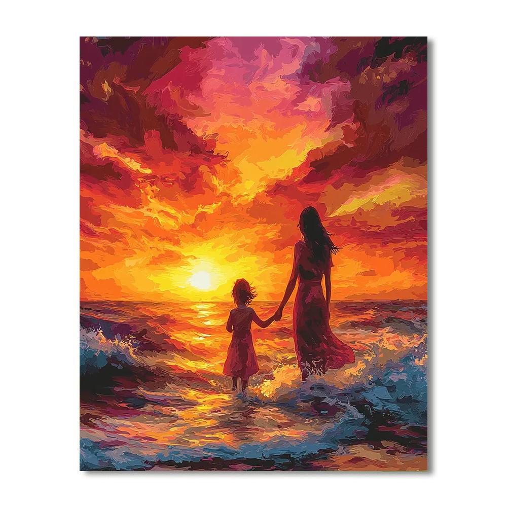 Mother And Child At Sunset Paint By Numbers Kits