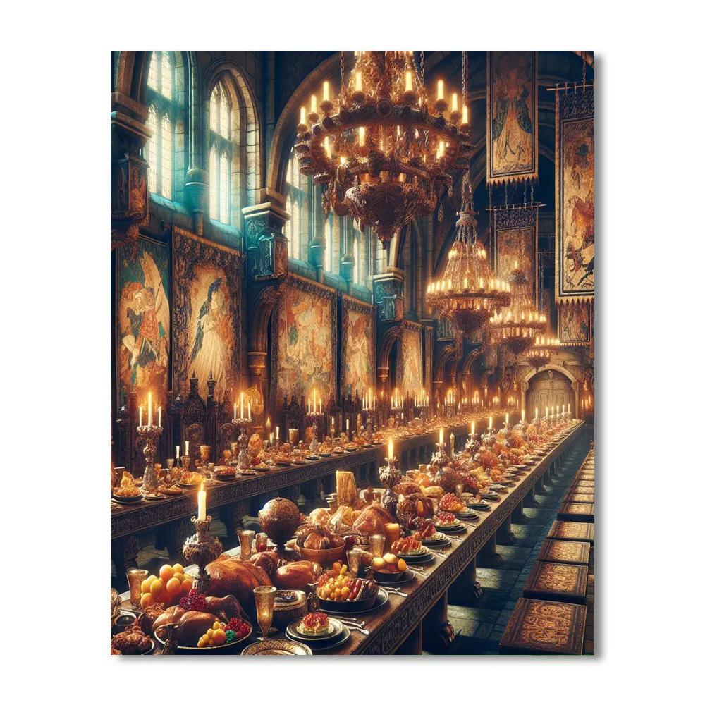 Medieval Banquet Hall Grandeur Paint By Number