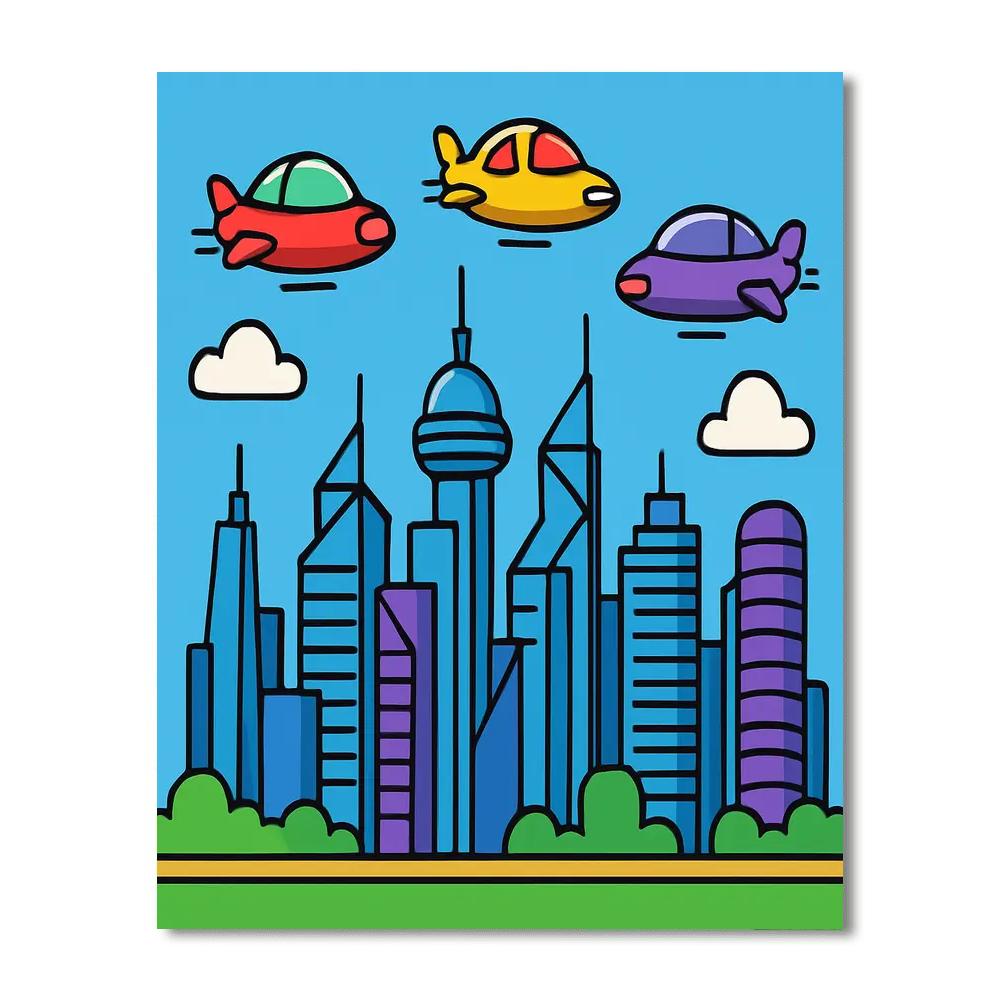 Futuristic Cities Paint By Numbers Art