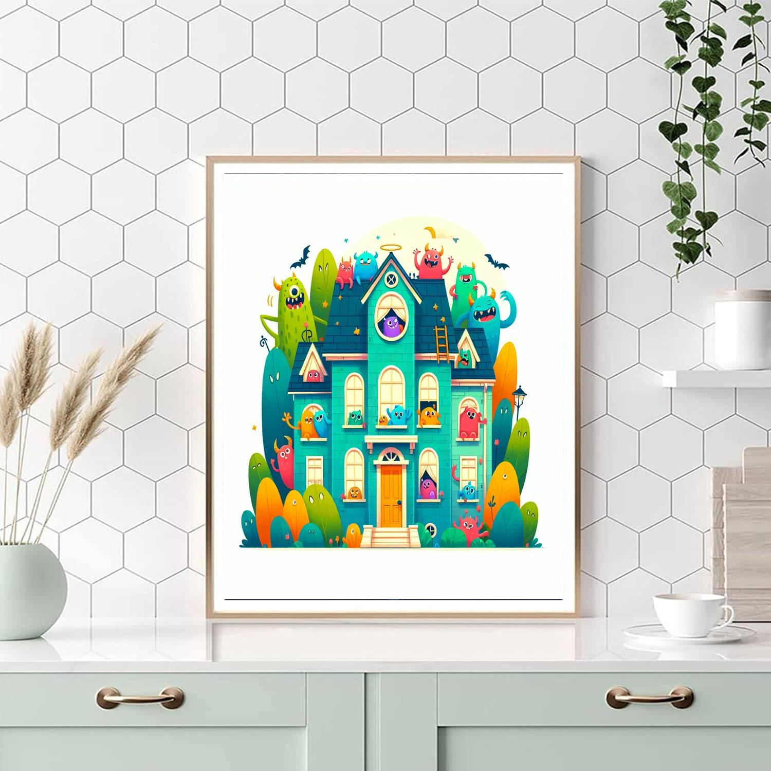 Spooky Monster Mansion Paint By Numbers Art