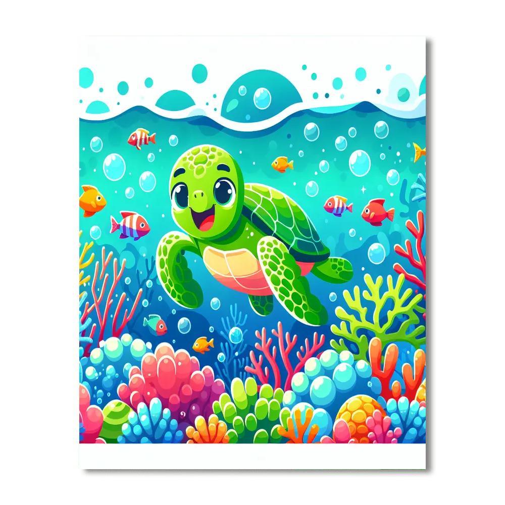 Silly Sea Turtle DIY Paint By Numbers
