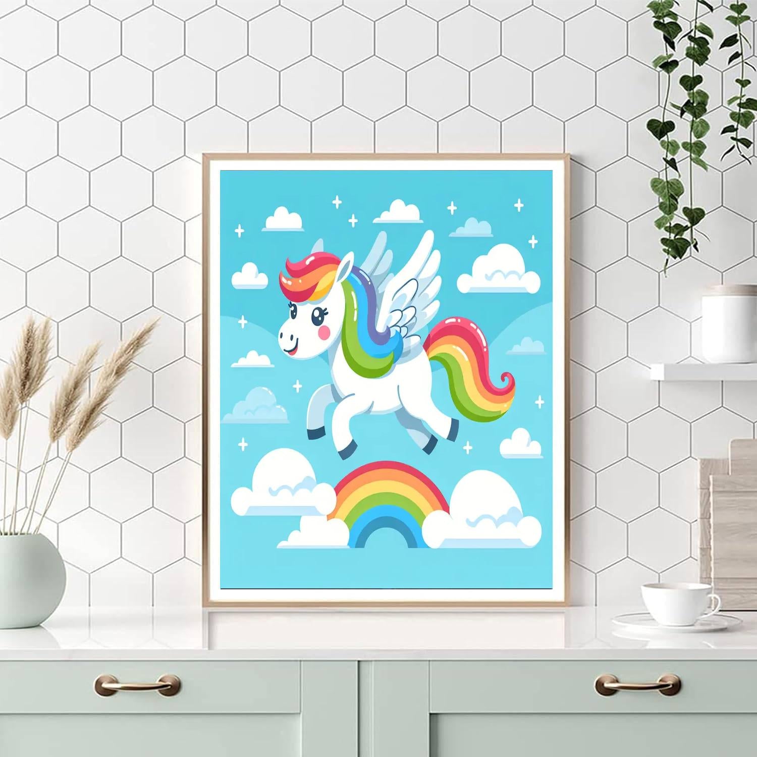 Rainbow Pegasus Paint By Numbers Art