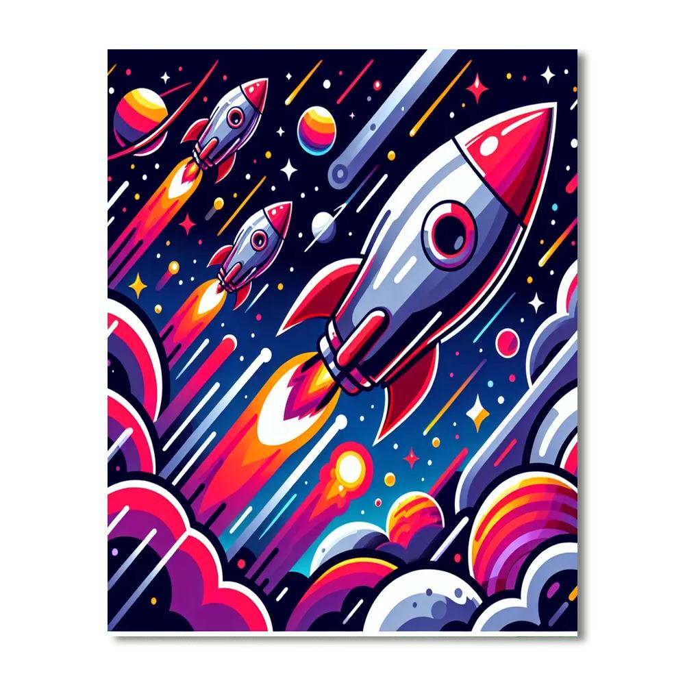 Space Rocket Racers Paint By Number