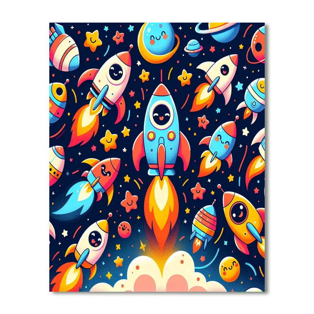 Space Race Rockets Paint By Numbers
