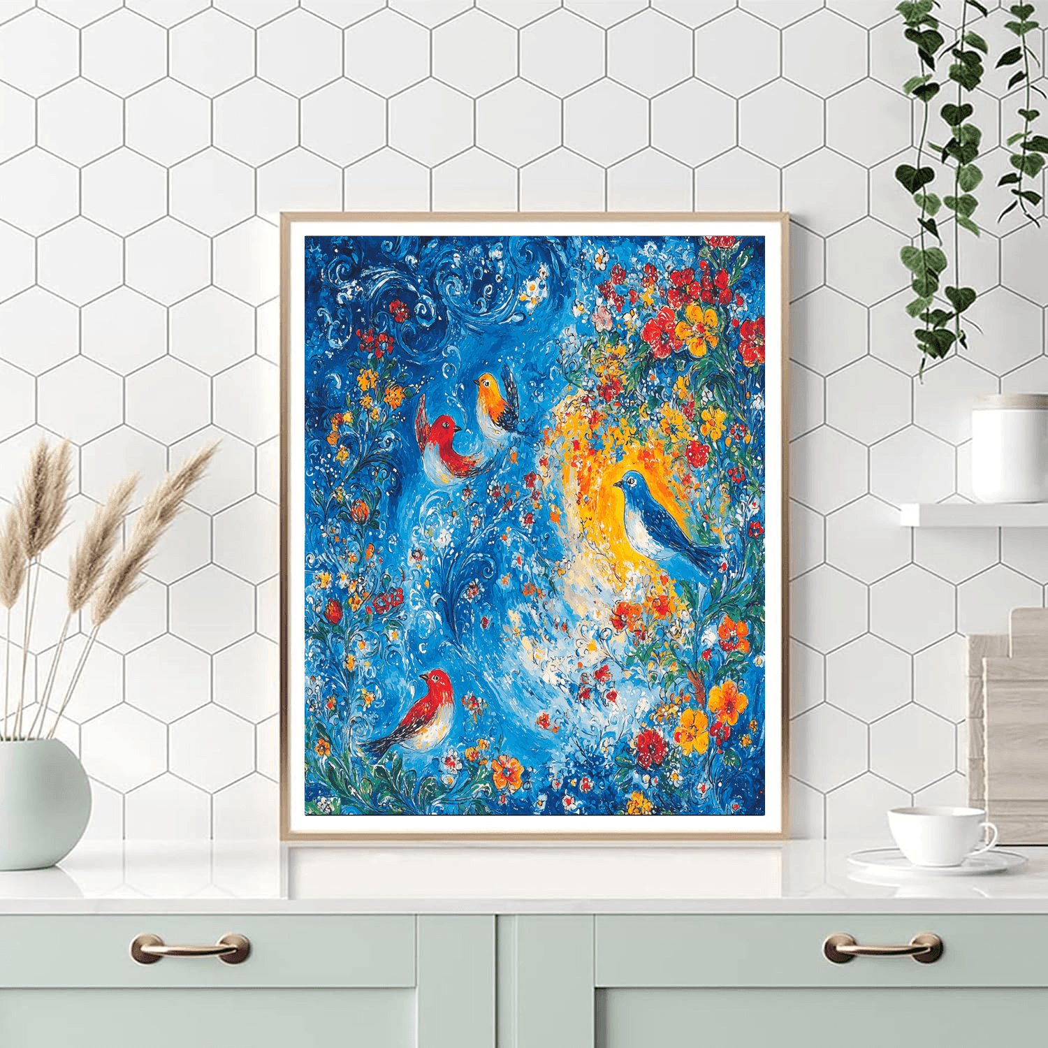 Marc Chagall Inspired Whimsical Birdsong  Paint By Numbers Art