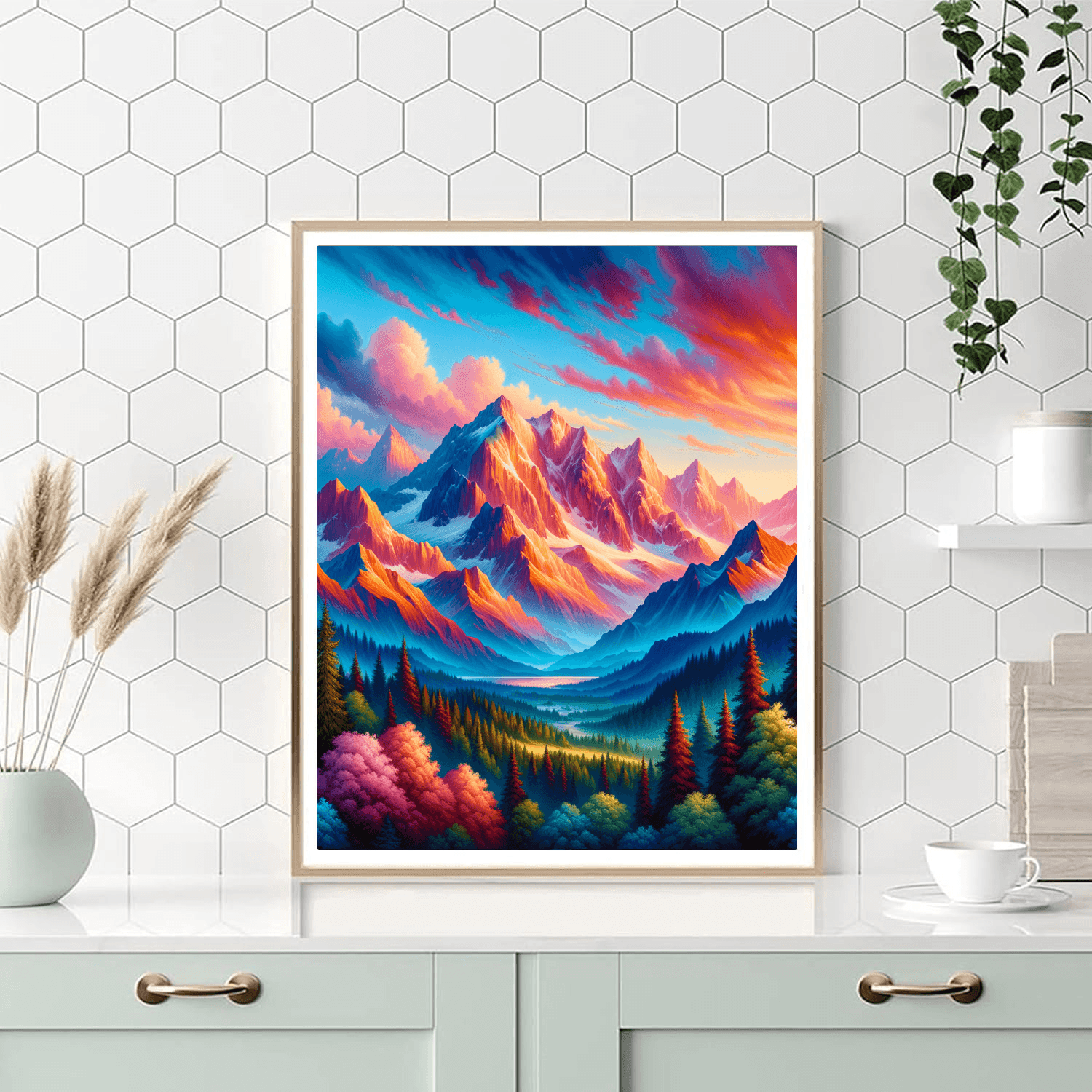 Majestic Mountain Scene Paint By Numbers