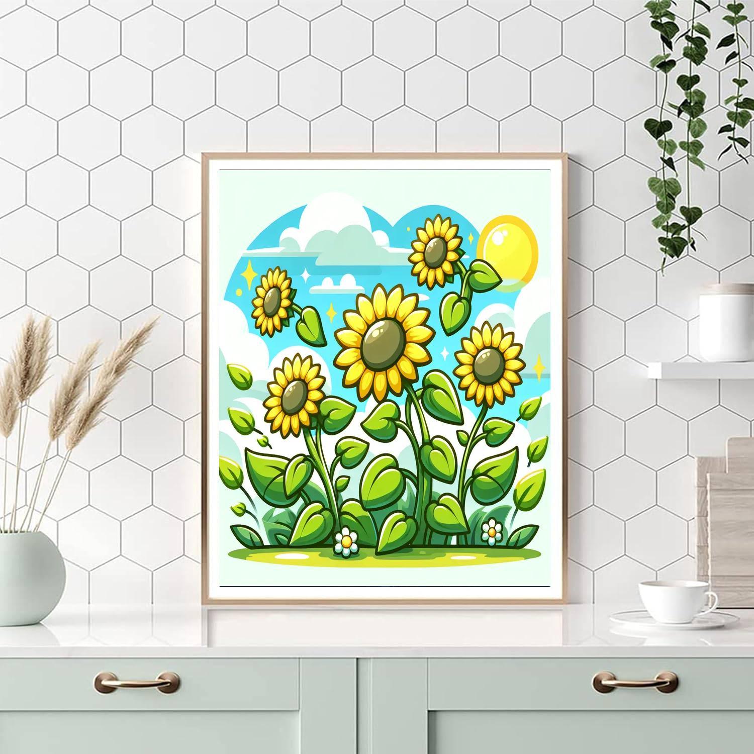 Charming Sunflower Garden Paint By Numbers