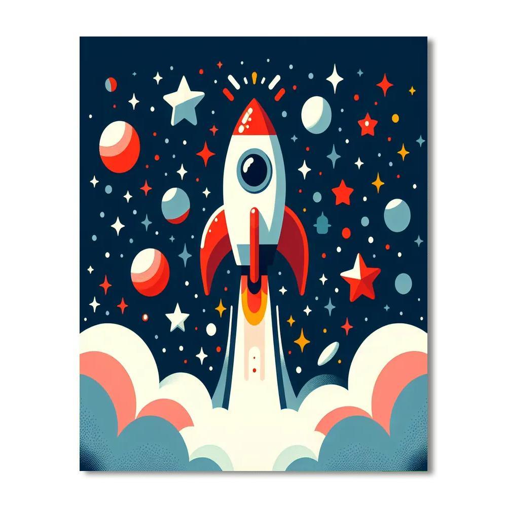 Outer Space Rocket Race Paint By Numbers Kits